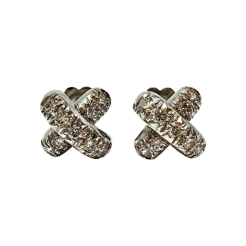 ladies earrings openwork-Platinum Diamond "X" Stud Earrings