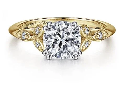 ladies engagement ring yellow gold luxury-Celia - 14K White-Yellow Gold Round Diamond Engagement Ring (setting only)