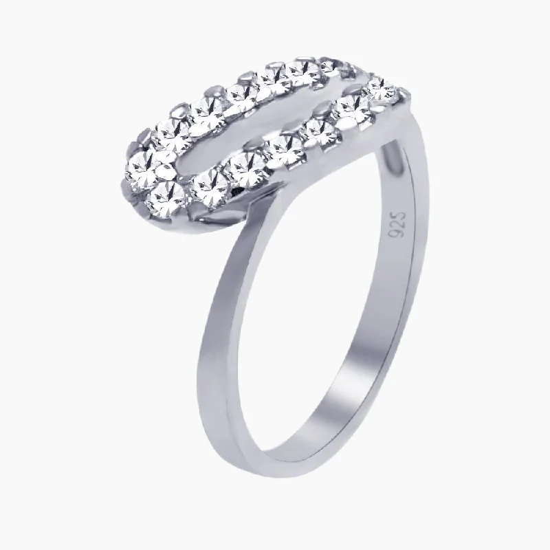 ladies ring trendy gold-Silver 925 Rhodium Plated CZ Ring - AAR0049