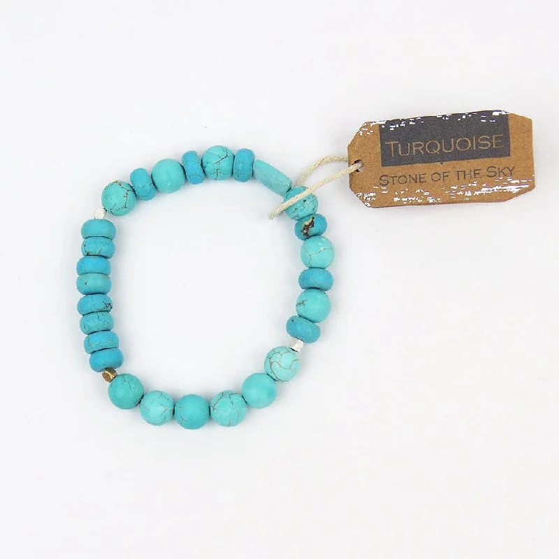 Ladies bracelets salt-and-pepper designs-Scout Turquoise Stone Stacking Bracelet