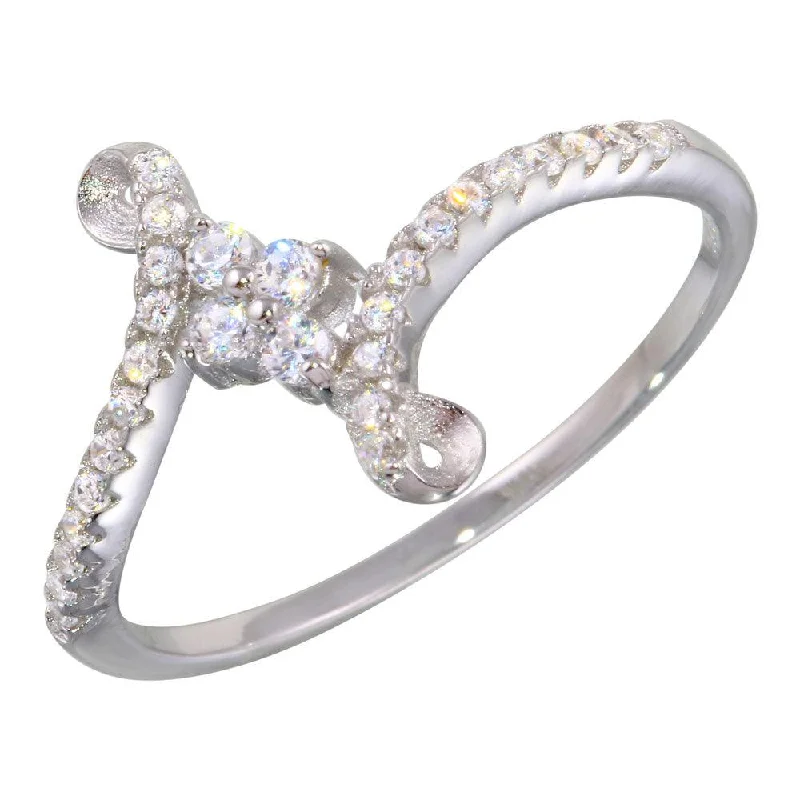 ladies ring nature inspired-Rhodium Plated 925 Sterling Silver Elegant CZ Ring - BGR01137