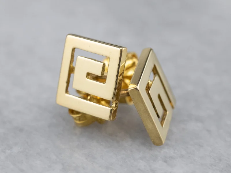 ladies earrings black friday silver-Geometric 18K Gold Stud Earrings