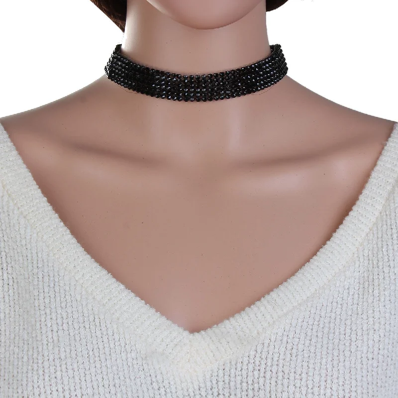 Ladies necklaces subtle hue styles-Sexy Sparkles Choker Necklaces for Women Girls Rhinestones bridal style