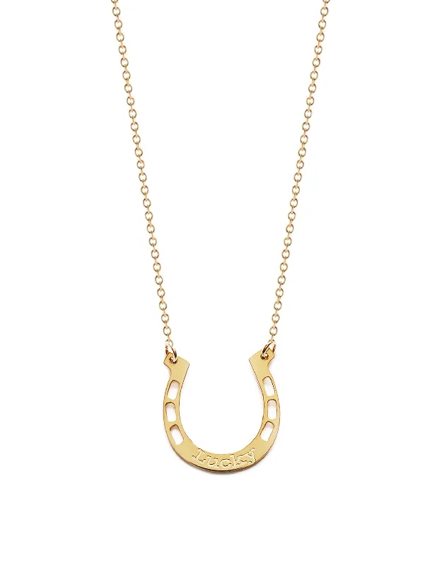 Ladies necklaces wide pendant designs-Lucky Horseshoe Necklace