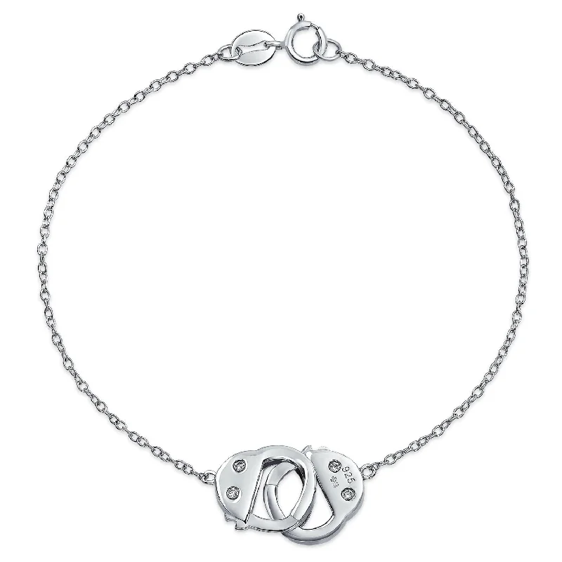 Ladies bracelets comfort fit designs-Minimalist Chain Link Bracelet for Couples with CZ Accent in Sterling Silver