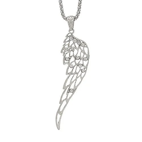 Ladies necklaces timeless craft styles-Fashion Jewelry Necklace Anel Wing Hollow with Clear Rhinestone with Lobster Clasp