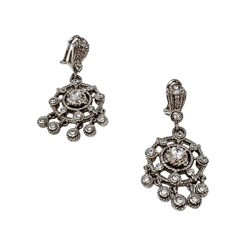 Judith Ripka Round Drop Earrings with  CZ