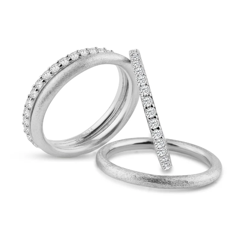 ladies ring best deals-Rhodium Plated 925 Sterling Silver CZ Ring Set - STR00517