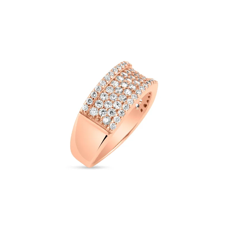 ladies ring lab-grown diamonds-Silver 925 Rose Gold Plated Micro Pave CZ Ring - BGR00608