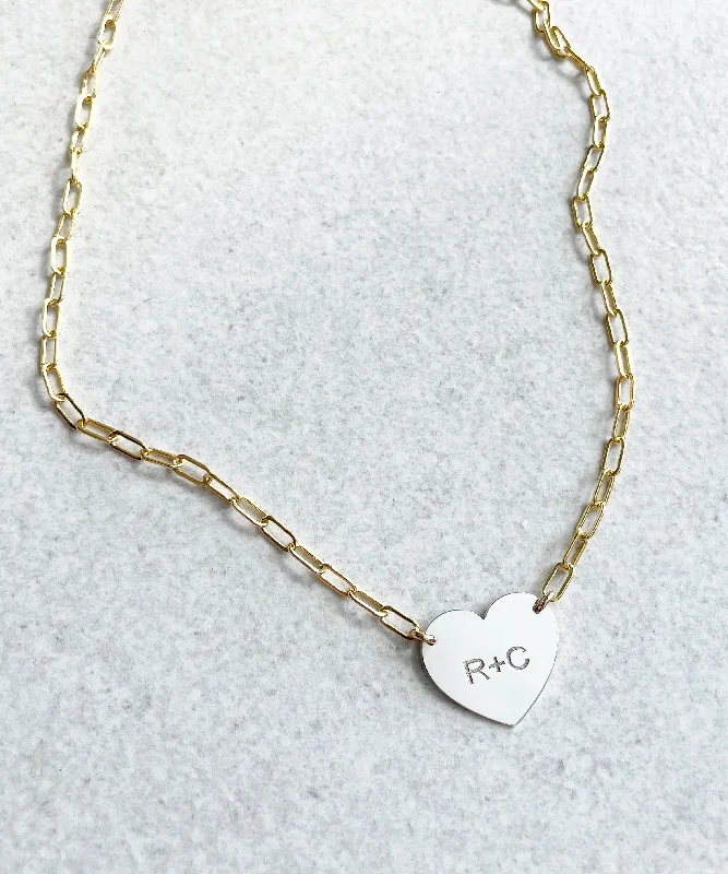 Ladies necklaces lightweight gold chains-Dov Personalized Heart Necklace