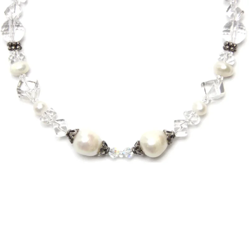 Ladies necklaces elegant timeless looks-Gemstone Quartz Pearls Necklace