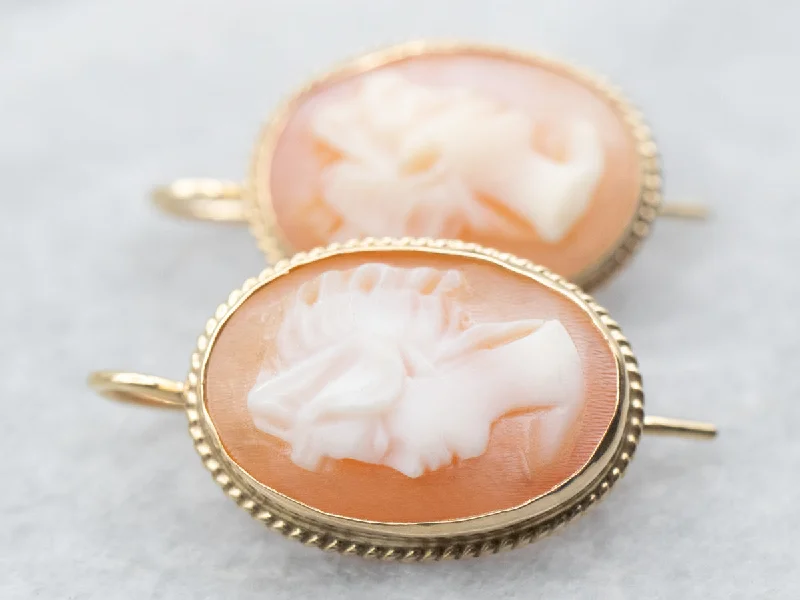 ladies earrings short-Mid-Century Cameo Drop Earrings