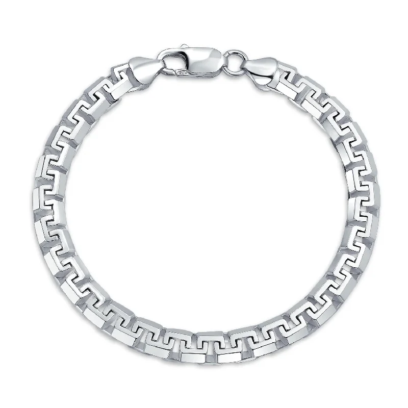 Ladies bracelets etched pattern styles-Men's Solid Heavy Forzata Franco Chain Link Bracelet Sterling Silver Italy 8-9 Inch