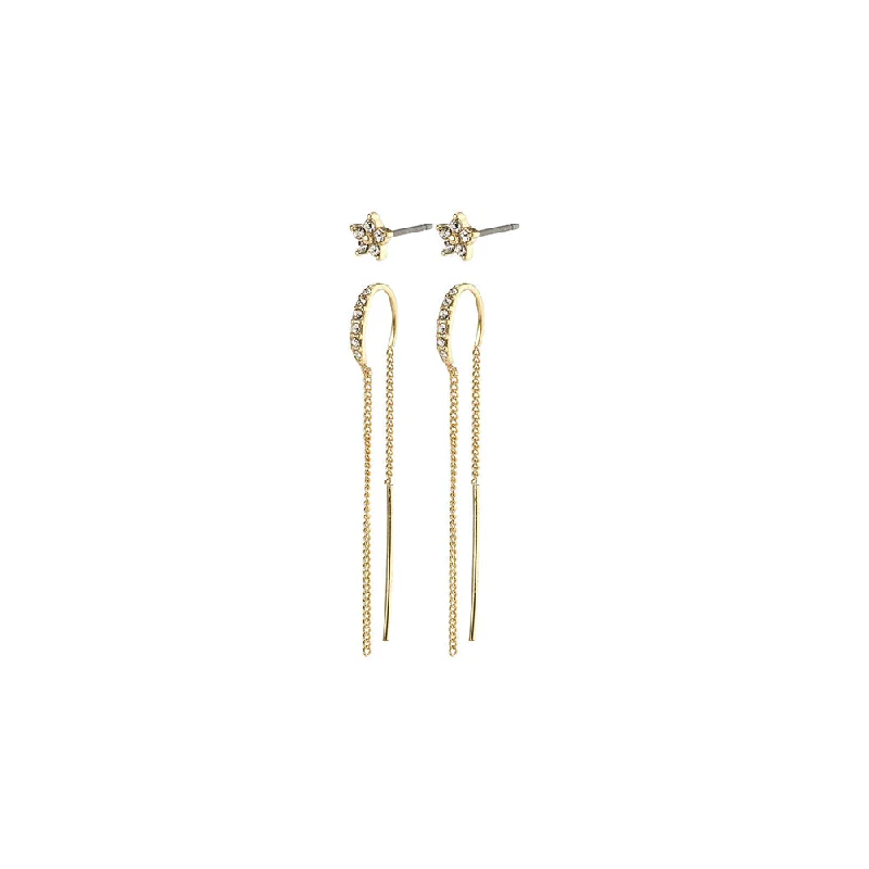 ladies earrings adjustable-Rebecca Gold Plated Crystal Earring Set