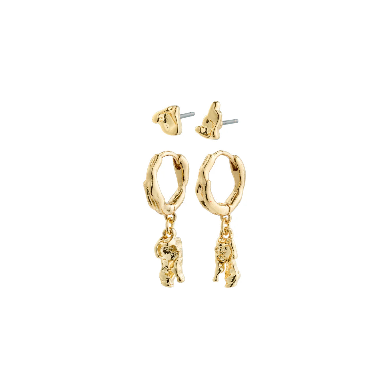 ladies earrings asymmetrical-Sea Gold Plated Earring Set