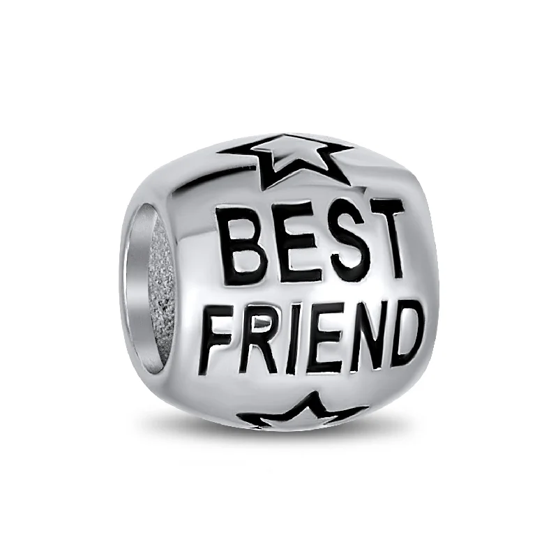 Ladies bracelets anniversary bracelet styles-Word Best Friend Star BFF Charm Bead Sterling Silver for European Bracelet