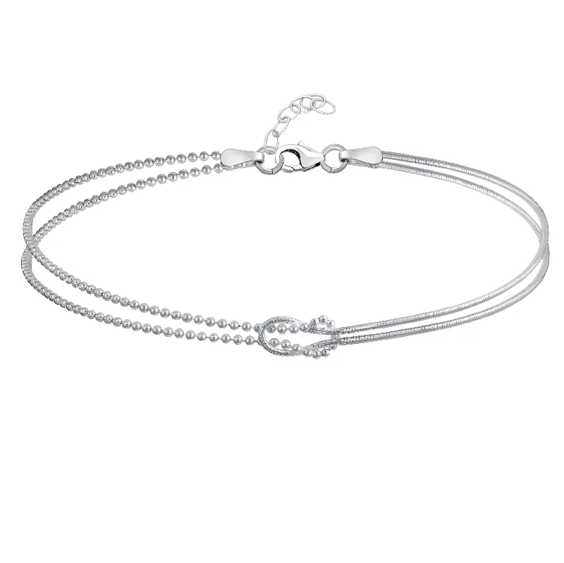 Ladies bracelets filigree detail designs-Romantic Love Knot Infinity Anklet Ankle Bracelet Sterling Silver