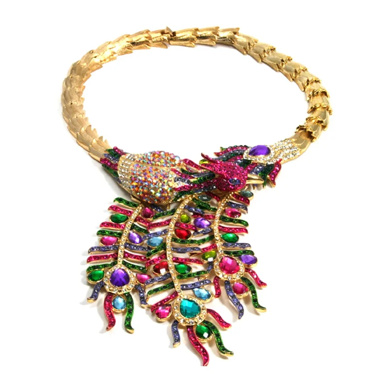 Ladies necklaces casual chic vibes-Peacock Necklace, Gold