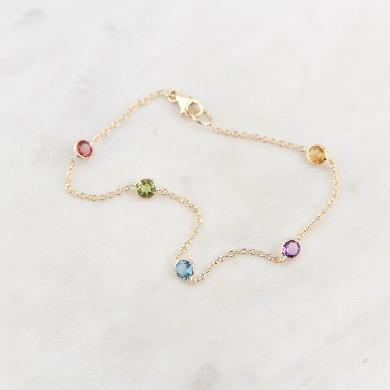 Ladies bracelets pear cut designs-14k Gold Multi-Stone Station Bracelet