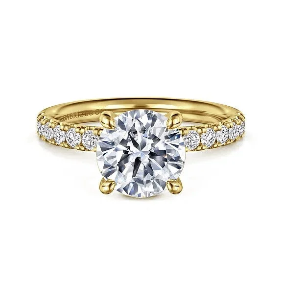 ladies engagement ring affordable-Winslow - 14K Yellow Gold Round Diamond Engagement Ring (Setting Only)