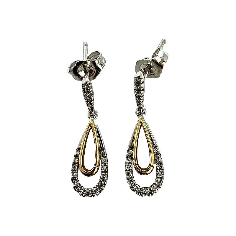 ladies earrings slim platinum-10K Gold Two-Tone Drop Earrings with Diamonds