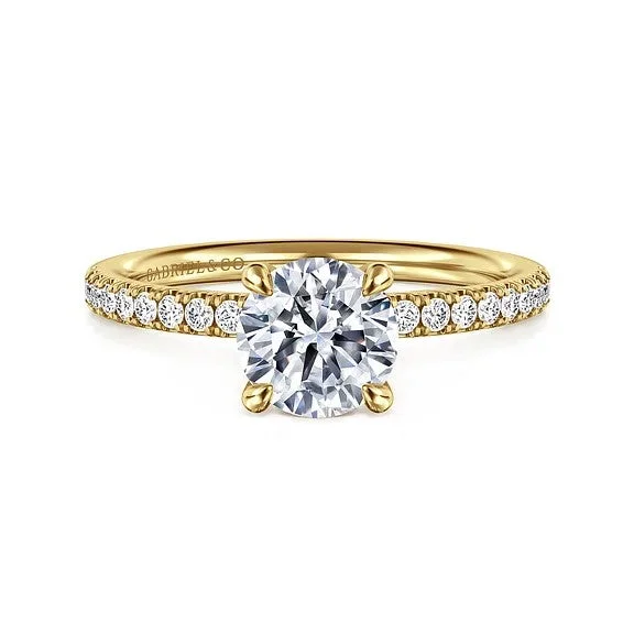 ladies engagement ring yellow gold custom-Twain - 14K Yellow Gold Round Diamond Engagement Ring (Setting Only)