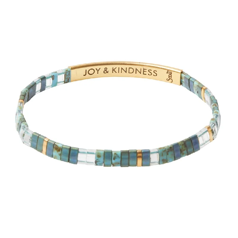 Ladies bracelets subtle hue styles-Good Karma Miyuki Bracelet | Joy & Kindness - Marine/Gold