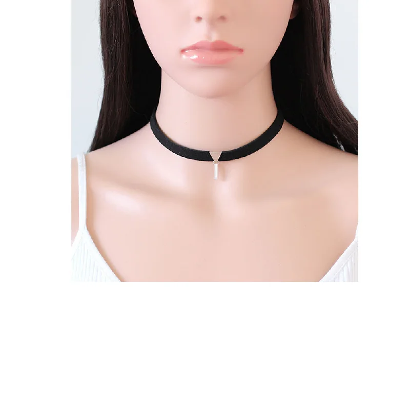 Ladies necklaces French elegance necklaces-Sexy Sparkles Black Velvet Choker Necklace for Women Girls Gothic Choker Bolo Tie Chokers