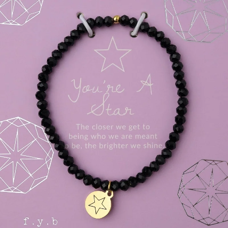 Ladies bracelets anniversary special designs-You're a Star - Stretchy Black Crystal Bracelet