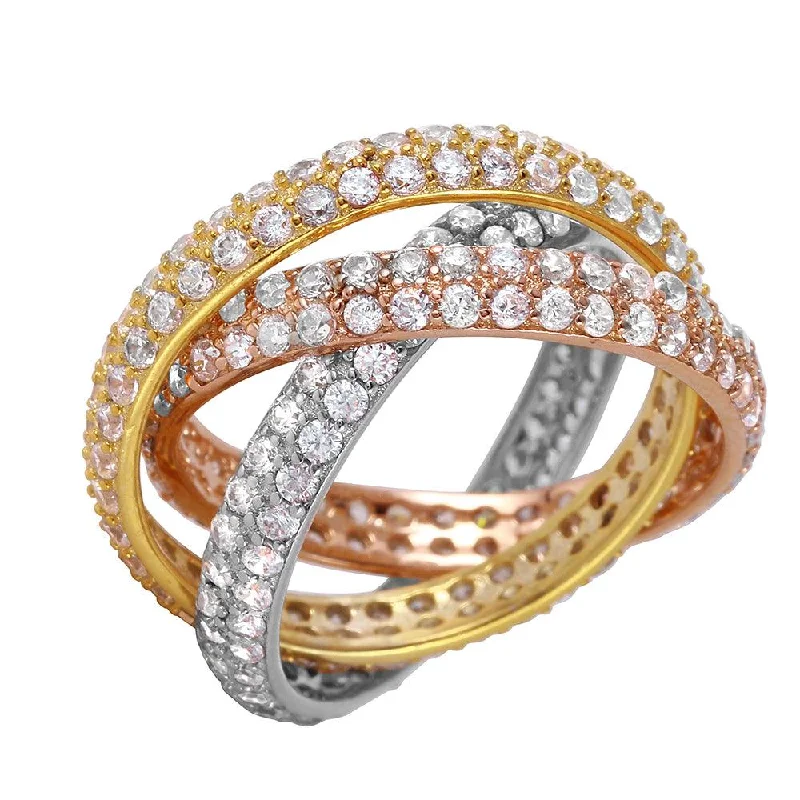 ladies ring openwork-Silver 925 Multicolor Stackable Ring - BGR00963