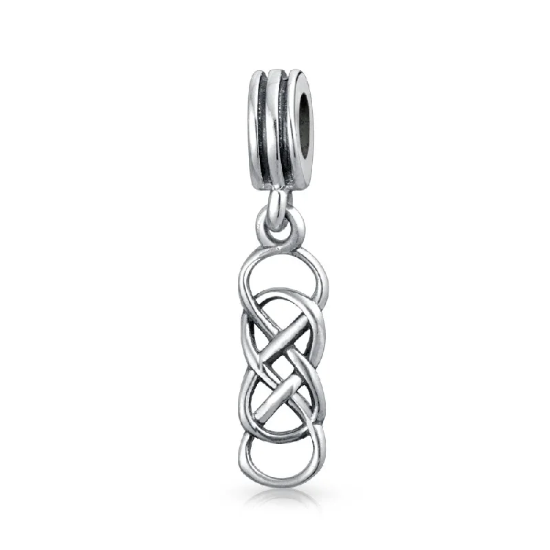 Ladies bracelets classic vintage looks-Romantic Celtic Love Knot Infinity Dangle Charm Bead Sterling Silver for Bracelet