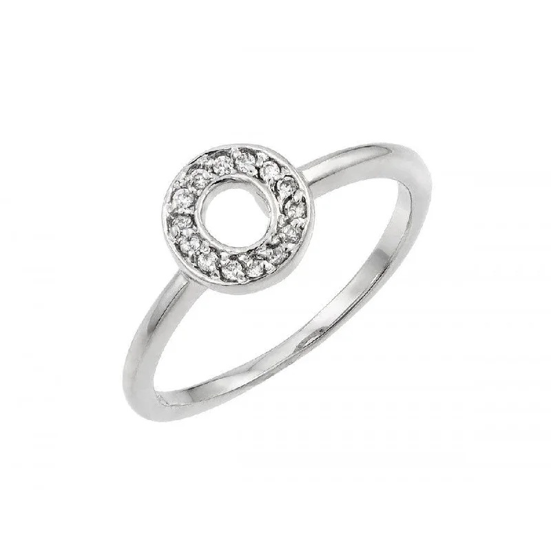 ladies ring premium-Silver 925 Rhodium Plated Pave Set Clear CZ Open Circle Ring - BGR00837