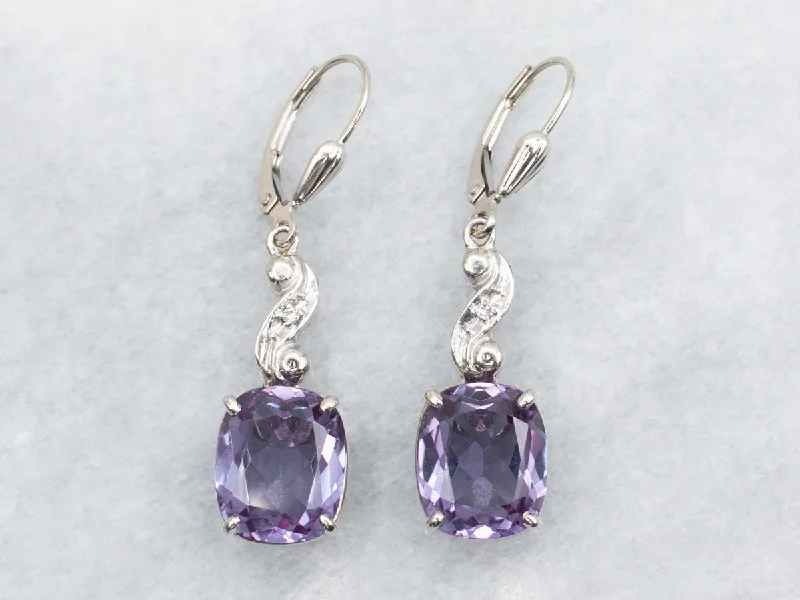 ladies earrings best gold-Synthetic Alexandrite and Diamond Drop Earrings