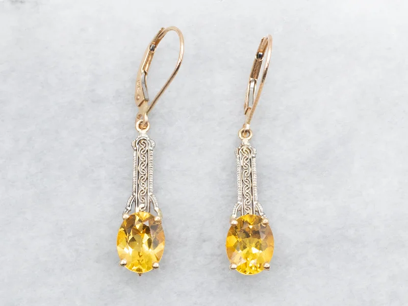 ladies earrings wedding-Golden Beryl Drop Earrings