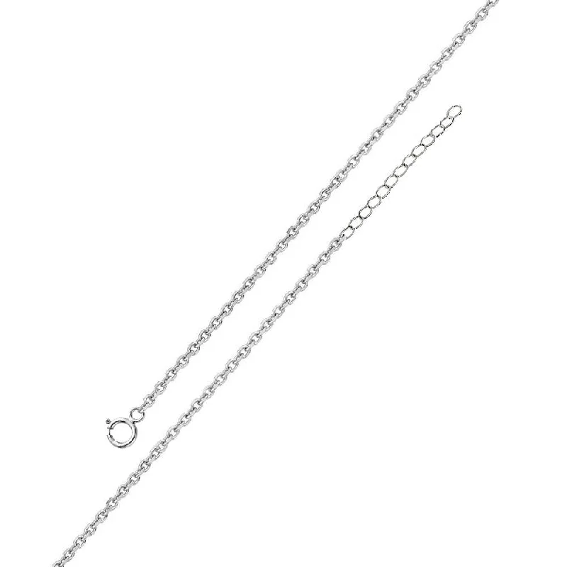 ladies ring center stone-Rhodium Plated 925 Sterling Silver Adjustable Extension Chain 1.25mm - S030RH-SPRING