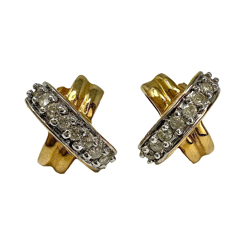 ladies earrings trendy platinum-14K  Gold "X" Earrings