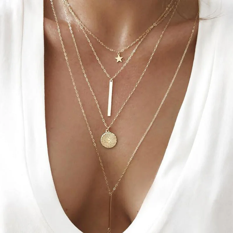 Ladies necklaces Christmas gift designs-SEXY SPARKLES Multilayer Layered Layer Long Necklaces Chain for Womens Jewelry