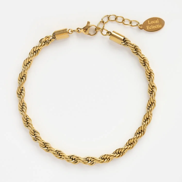 Ladies bracelets sparkle detail designs-Bold Rope Chain Bracelet