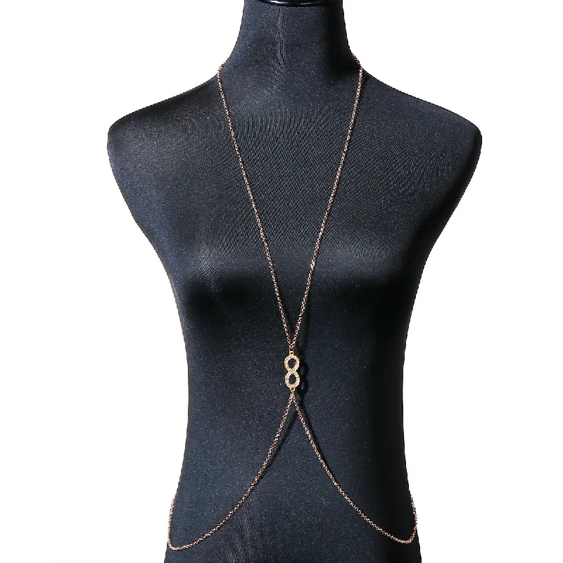 Ladies necklaces special occasion styles-Sexy Sparkles Bikini Beach Crossover Harness Necklace Waist Belly Body Chain Jewelry