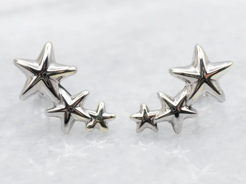 ladies earrings christmas-Star Drop Stud Earrings