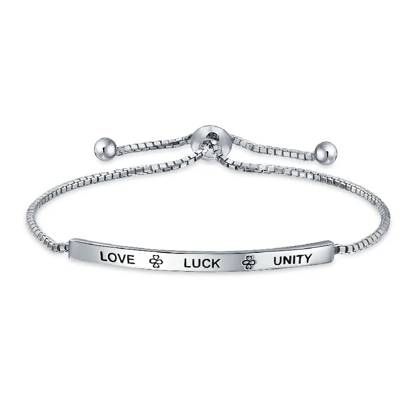 Ladies bracelets love token bracelets-Ayllu ID Bracelet Heart Infinity Clover for Love Luck & Unity in Sterling Silver