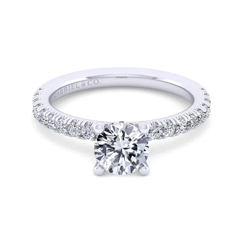 ladies engagement ring under 700-Ulani - 14K White Gold Round Diamond Engagement Ring (Setting Only)