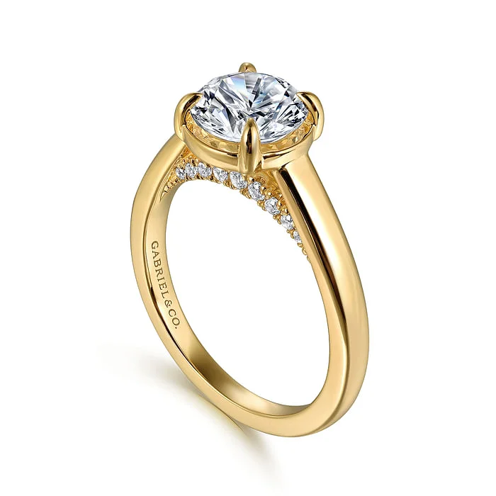 ladies engagement ring bohemian-14K Yellow Gold Round Diamond Engagement Ring