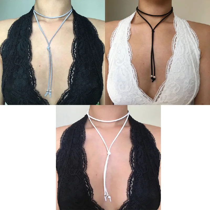 Ladies necklaces trillion cut styles-Sexy Sparkles 3 PCs Velvet Choker Necklace for Women Girls Gothic Choker Bolo Tie Chokers