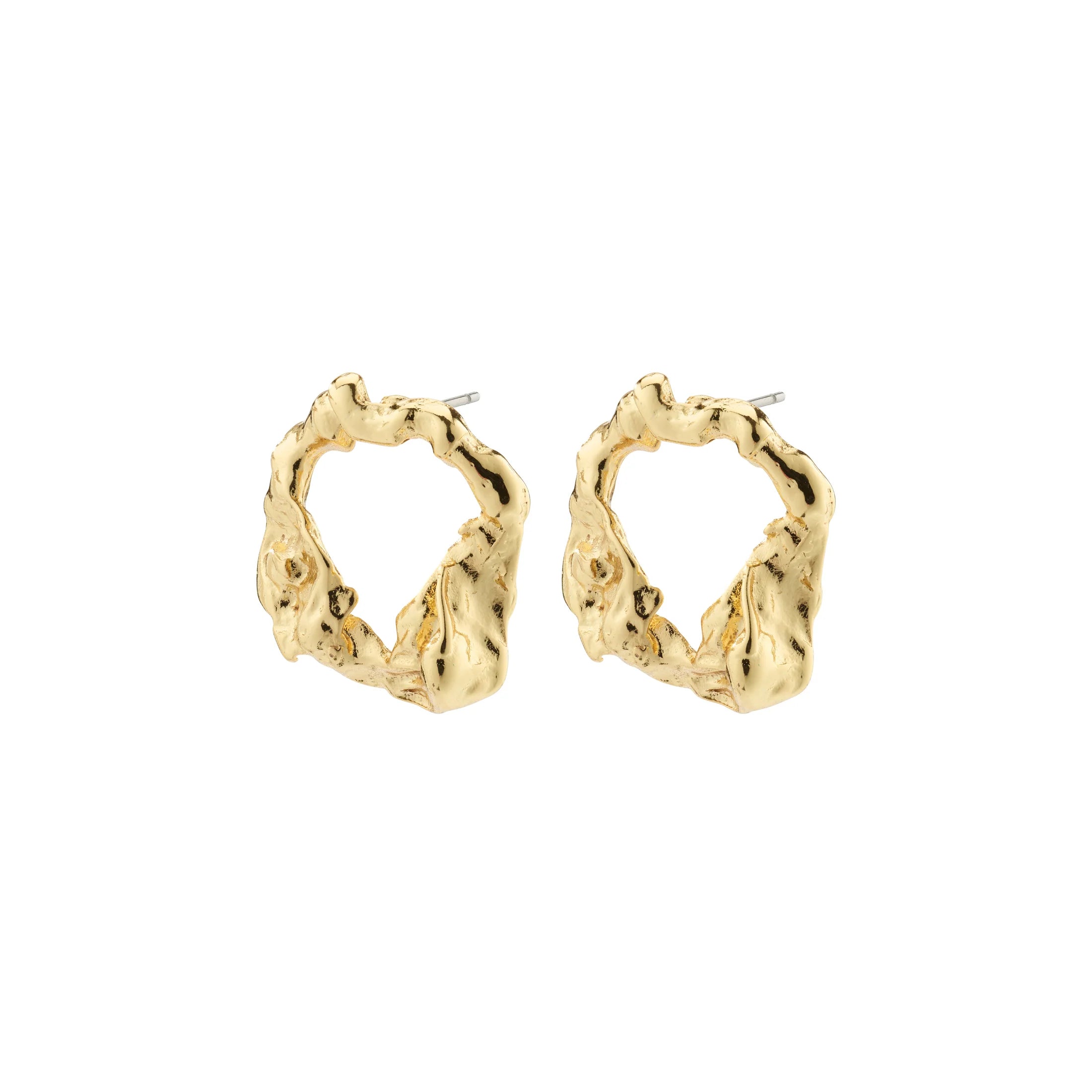 ladies earrings geometric gold-Smile Gold Plated Earrings