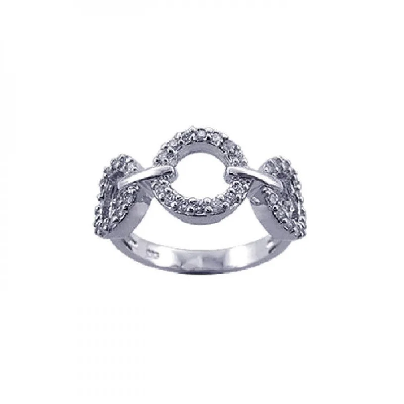 ladies ring sale gold-Silver 925 Rhodium Plated CZ 3 Open Circle Ring - STR00602