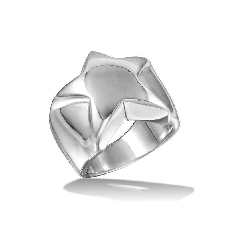 ladies ring warm tones-High Polished 925 Sterling Silver Star Ring - CR00721