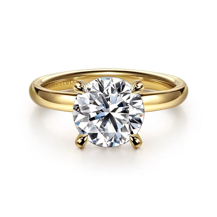 ladies engagement ring infinity-Unite - 14K Yellow Gold Round Solitaire Diamond Engagement Ring (Setting Only)