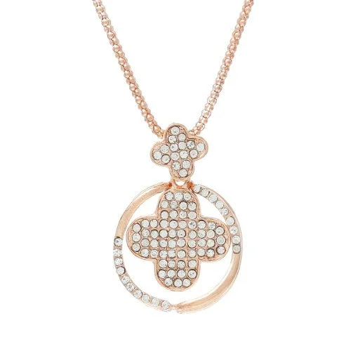 Ladies necklaces cubist style designs-Snake Chain Pendant Necklace Gold Tone Flower with Clear  Crystals with Extension Chain 28 Long