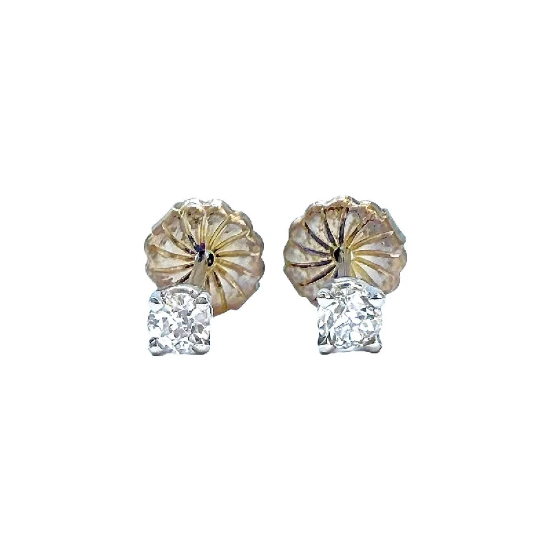 ladies earrings rose gold finish-Platinum Diamond Stud Earrings